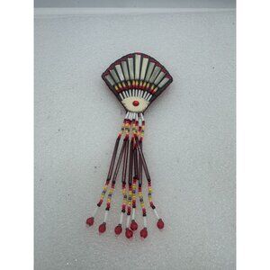 Native American Beaded Mother of Pearl Pin Brooch